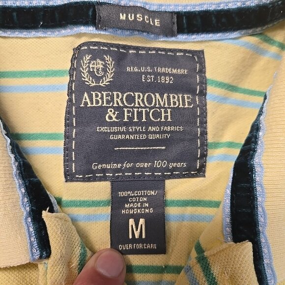 VTG Abercrombie & Fitch Muscle Polo Shirt Men Size Medium (Fits Small) Y2K Rugby - Picture 6 of 7